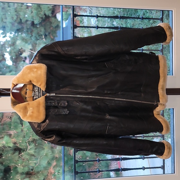 Vilanto Authentic Leather Bomber Jacket Faux Shearling Lined Men’s Large - Picture 2 of 10